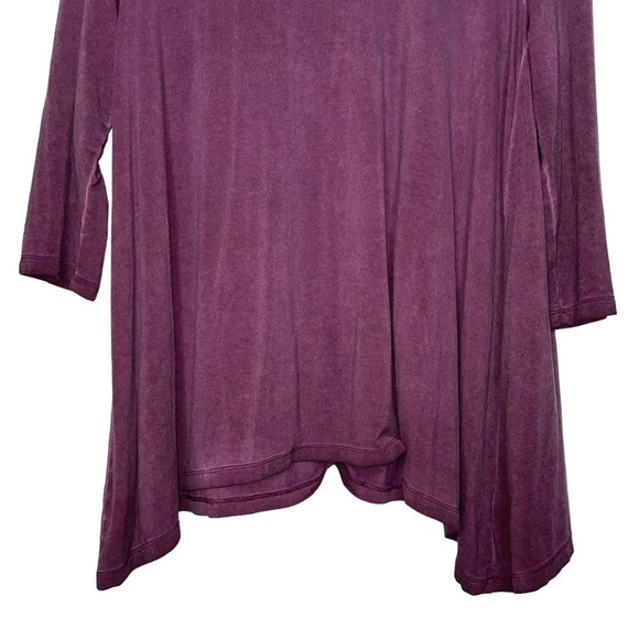 TORRID Super Soft Lace Yoke Sharkbite Hem Long Sleeve Top Blouse Purple 00 M/L - Picture 7 of 13